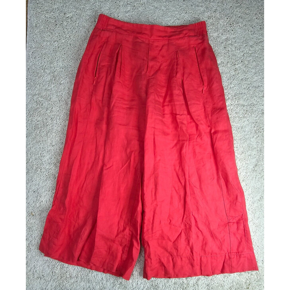Athleta Playa Linen Wide Crop Pant in Passionfruit Coral Palazzo Size 8P